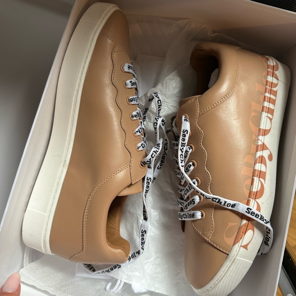See By Chloé Tan Leather Platform Sneakers